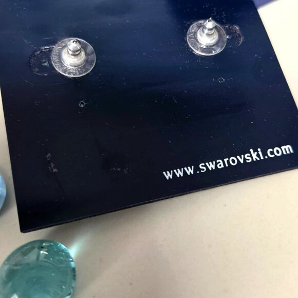 Swarovski Dangle Drop Earrings With Bezel Set Clear Oval And Round Crystals - Picture 6 of 11